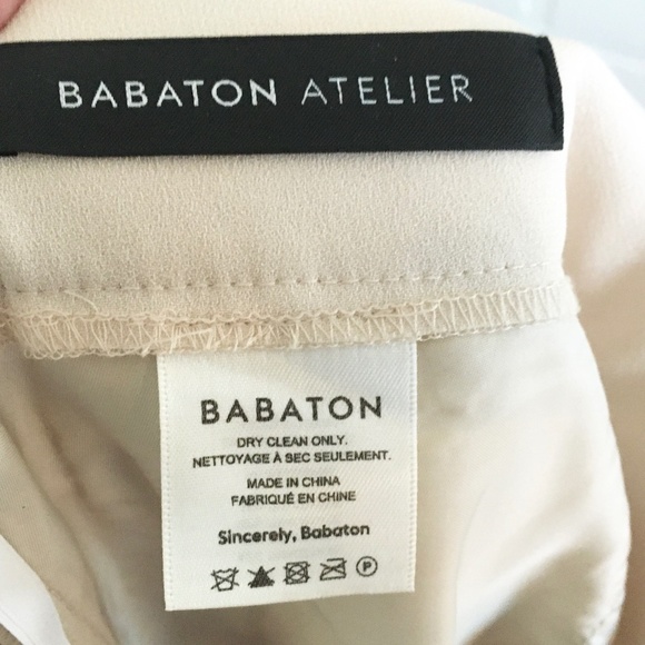 Aritzia Babaton Pants Full lenght Cream Minimalist Old Money Darted Pockets Sz 4 - Picture 13 of 14